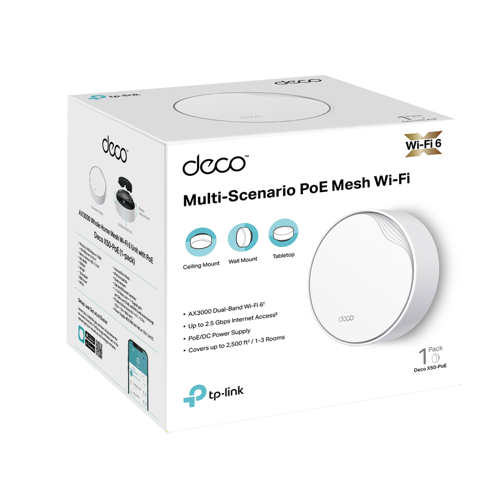 TP-Link AX3000 Whole Home Mesh WiFi 6 System with PoE | Deco X50-PoE Deco X50-PoE