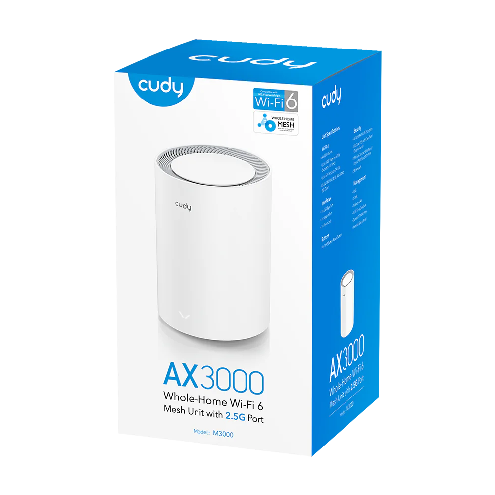 CUDY AX3000 Wi-Fi 6 Mesh 2.5G Solution (White) | M3000(1-Pack) M3000(1-Pack)
