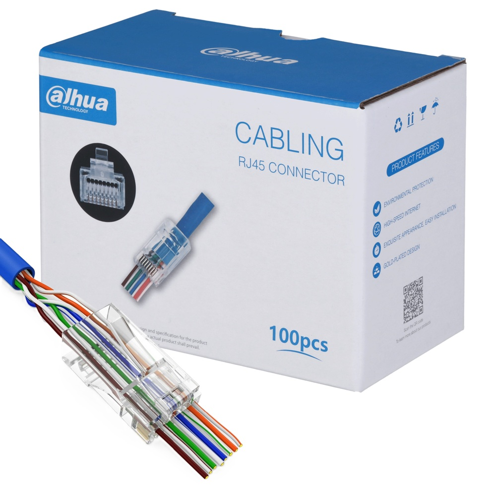 DAHUA CAT6 RJ45 Pass Through Connectors - 100 PCS | DH-PFM976-631-PT  DH-PFM976-631-PT