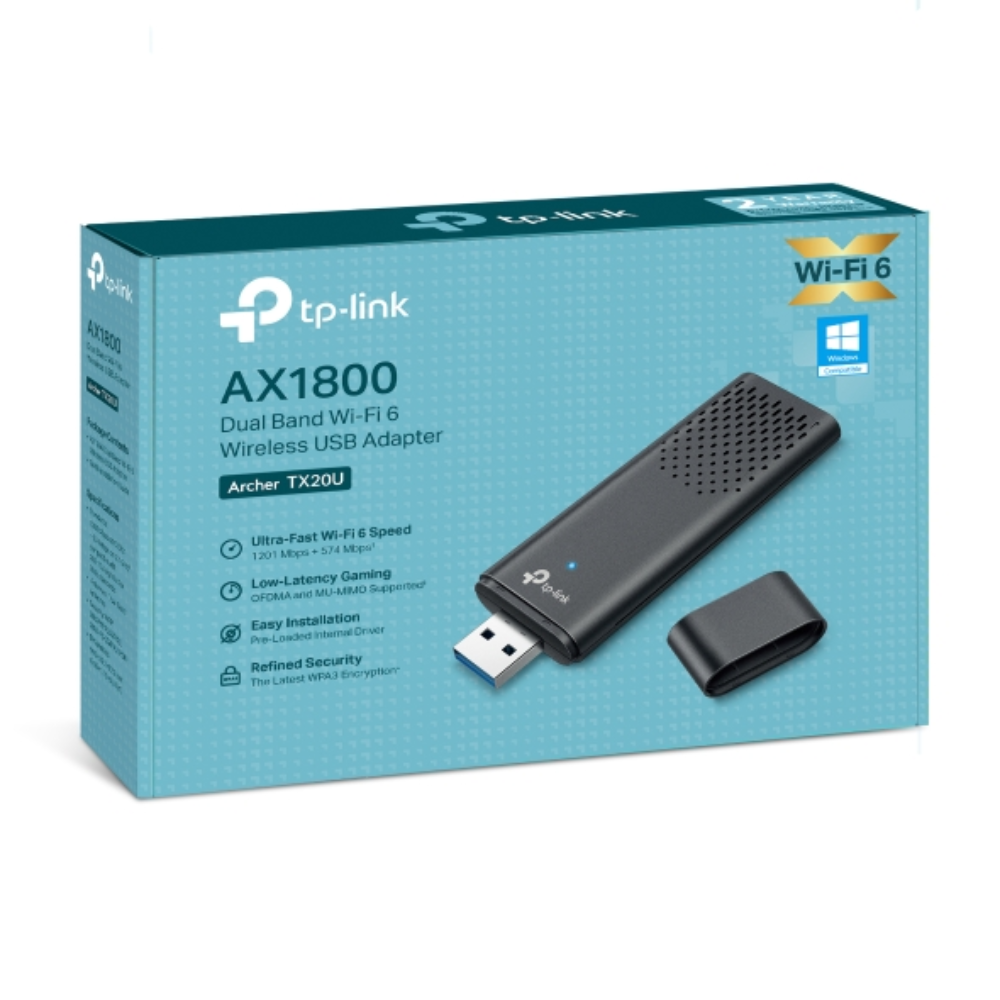 TP-Link AX1800 Dual Band Wi-Fi 6 Wireless USB Adapter | Archer TX20U Archer TX20U