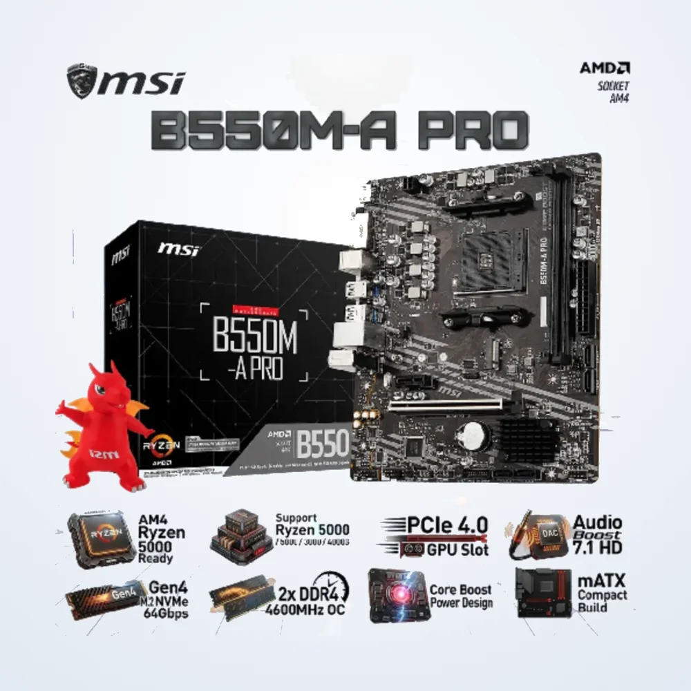 MSI B550M-A PRO AM4 mATX Motherboard AMD Ryzen DDR4 PCIe 4.0 Gen4 M.2 | B550M-A-PRO  B550M-A-PRO