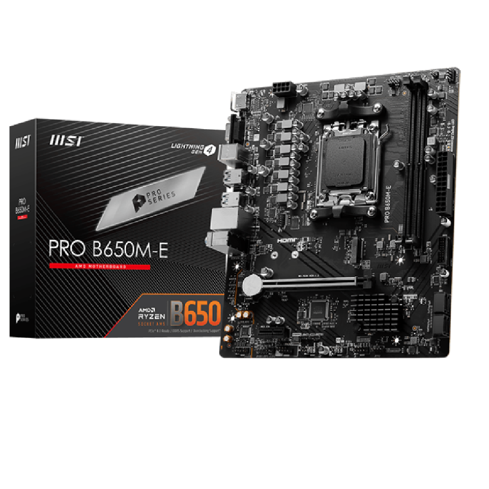 MSI PRO B650M-E DDR5 Motherboard - AMD AM5 Socket, Micro-ATX  B650M-E