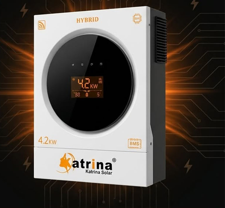 KATRINA Solar 4200w Solar Inverter, Hybrid Solar Inverter, 24VDC to 230VAC, Pure Sine Wave Off-Grid Inverter with Build-in MPPT Solar Charge Controller, Support Utility/Generator/Solar Energy  KATRINA 4200 24 V