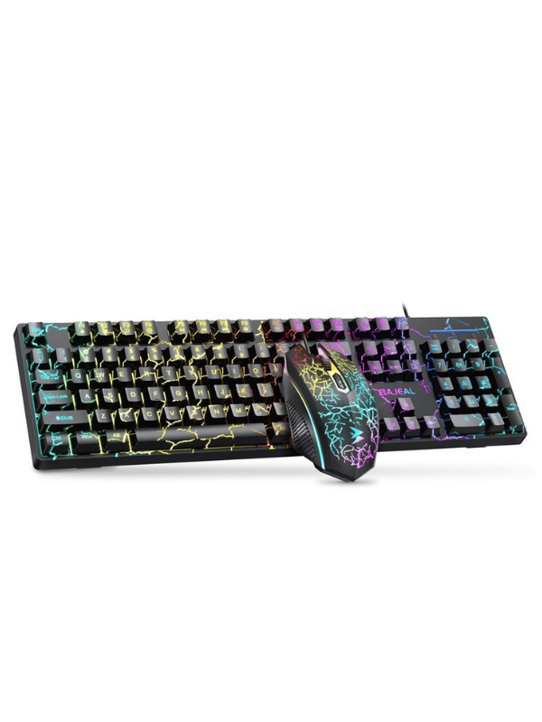 BAJEAL Cracked Suspended Keycap Feel Gaming Luminous Keyboard and Mouse Combo T550 Mechanical