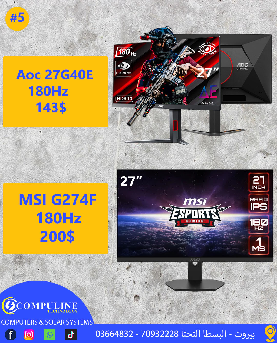FIFTH OFFER AOC 27G40E 180 HZ O5