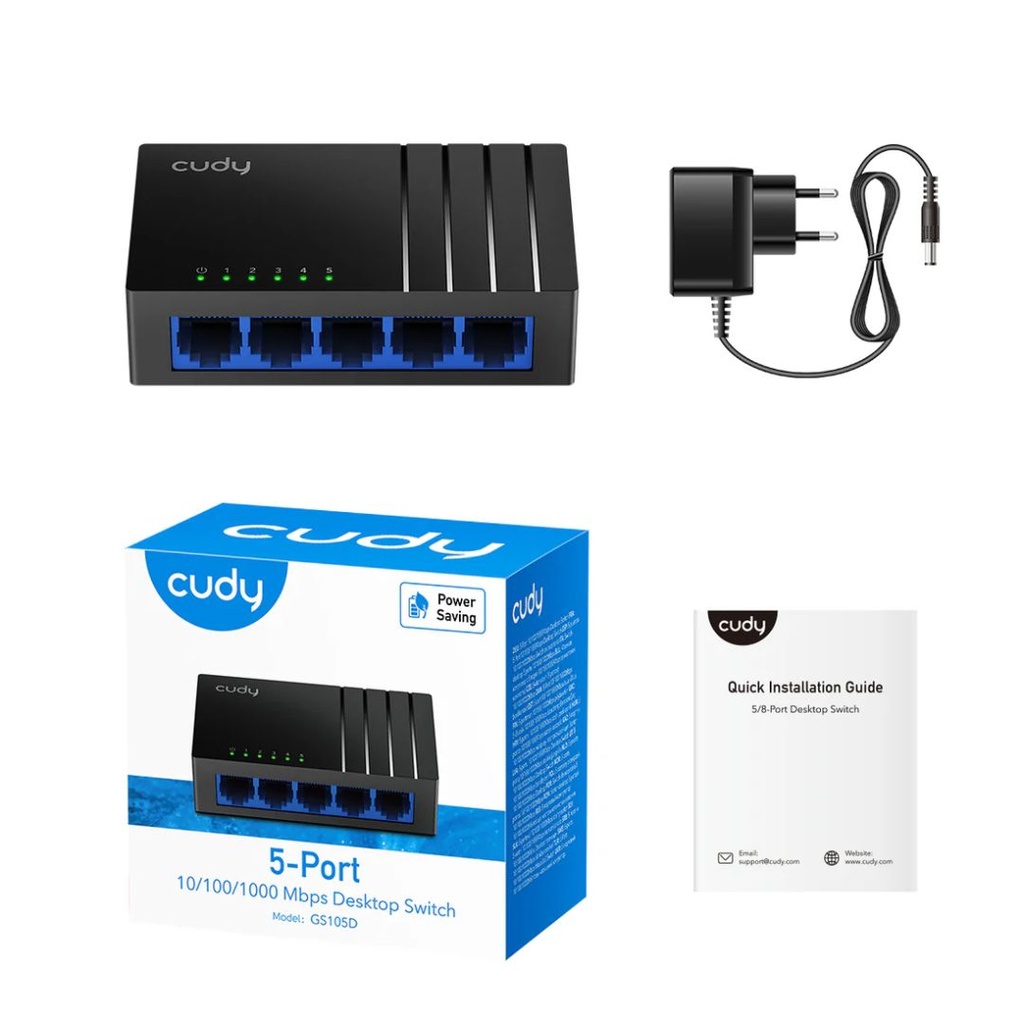 CUDY 5-Port Gigabit Desktop Switch, Model: GS105D  GS105D