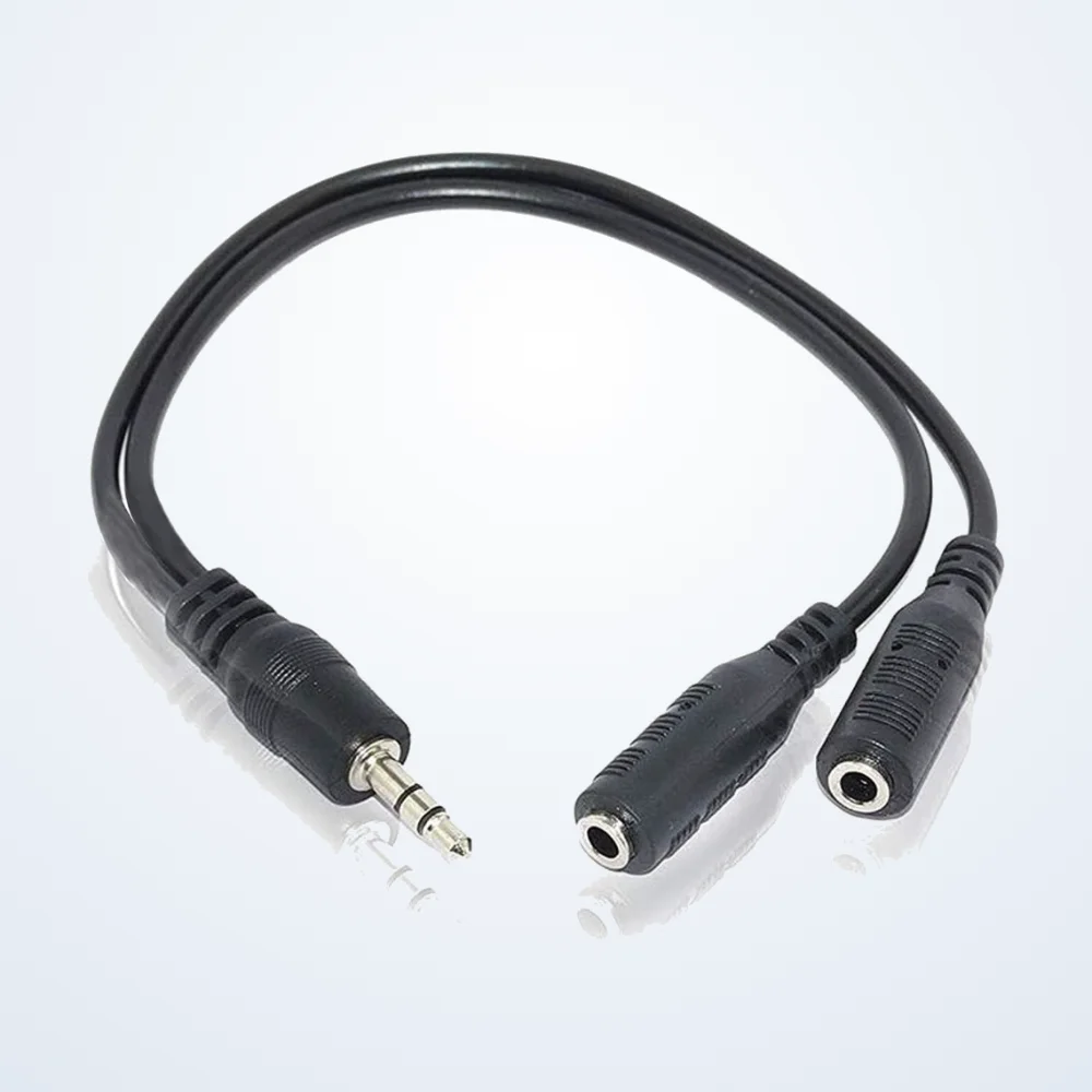 CABLE Conqueror 3.5mm Audio Output to 2 3.5mm Audio Input Jacks BlackC33  C33