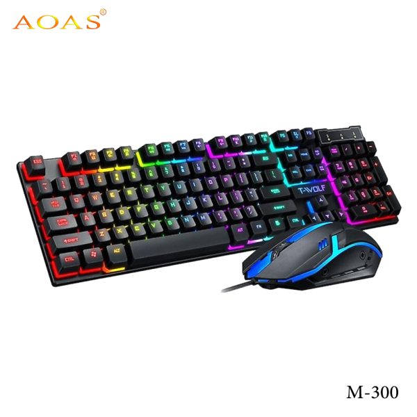 AOAS Illuminated RGB LED Keyboard & Mouse Gamer Kit  M-300