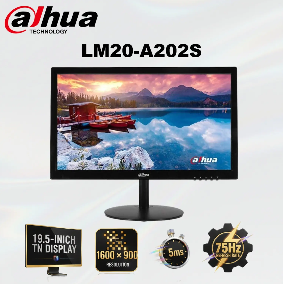 DAHUA 19.5-Inch TN Panel Monitor With 1600×900 Resolution, 75Hz Refresh Rate, 5ms Response Time, HDMI And VGA Inputs, LED Backlight, VESA Support   LM20-A202S