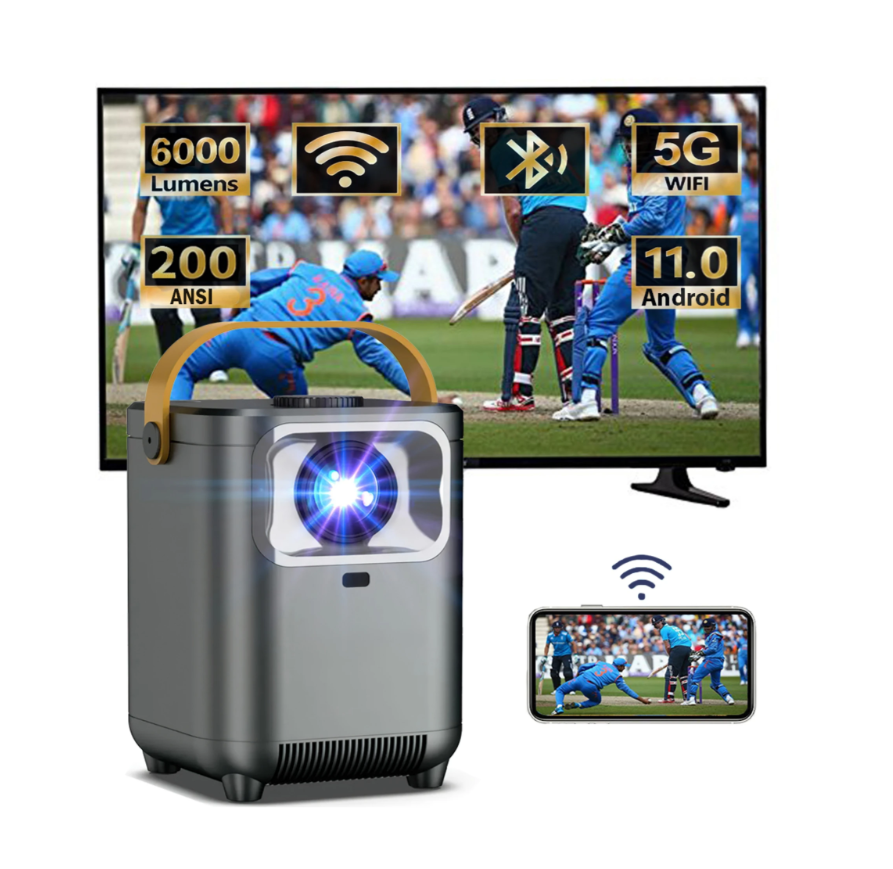 Blue , 120 ANSI, 4000 Lumens, HD Portable Projector for Home Cinema, Bluetooth & Android LED Smart Wall Projector, Ideal for Home Theater Experience  4K WiFi Mini Projector for Room