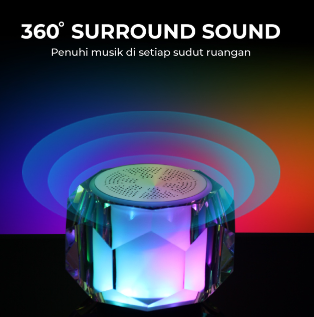 KISONLI Speaker Bluetooth Crystal Subwoofer 3W Super Bass Battery 700 mAh With RGB Light Model  LP-F1