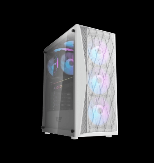 DARKFLASH DK352 ATX PC CASE,WITH 4 ARGB FANS,WHITE