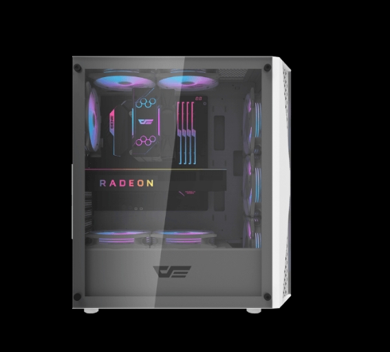 DarkFlash DK352 Plus ATX PC Case, With 4 ARGB Fans, WHITE