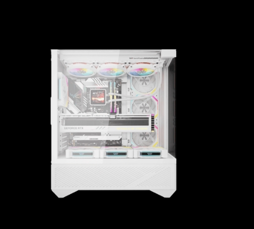 DarkFlash DY460 ATX PC Case, With 4 ARGB Fans, WHITE