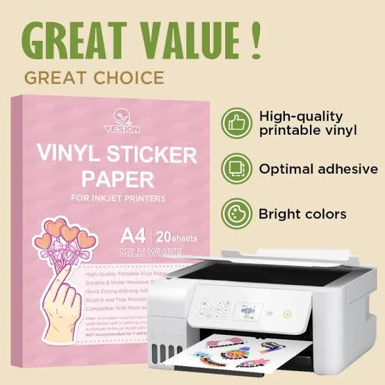 ZEKRAYAT Inkjet Waterproof PET Vinyl Sticker Paper Milk White