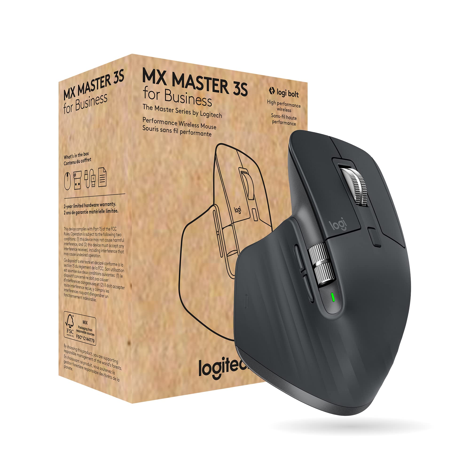 LOGITECH Wireless Mouse MX Master 3s business 7 Buttons Logi Bolt USB Graphite  910-006582