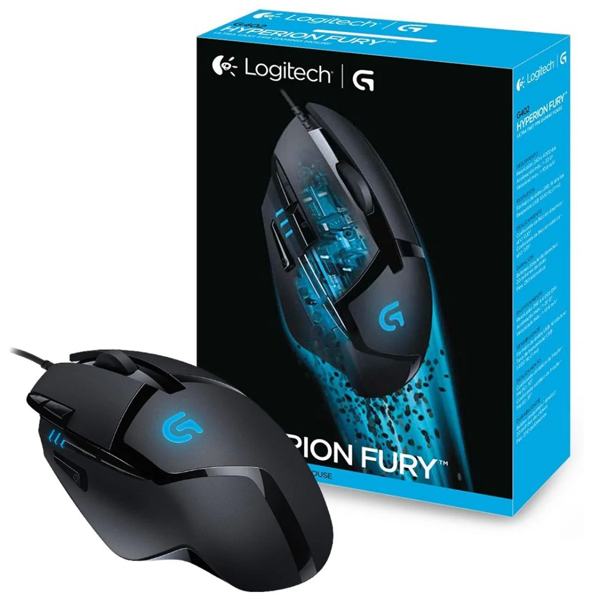 LOGITECH Gaming Mouse G402 Hyperion Fury Corded - BLACK - EWR2 910-004068