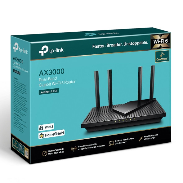 TPLINK AX3000 Dual Band Gigabit Wi-Fi 6 Router | Archer AX55  Archer AX55
