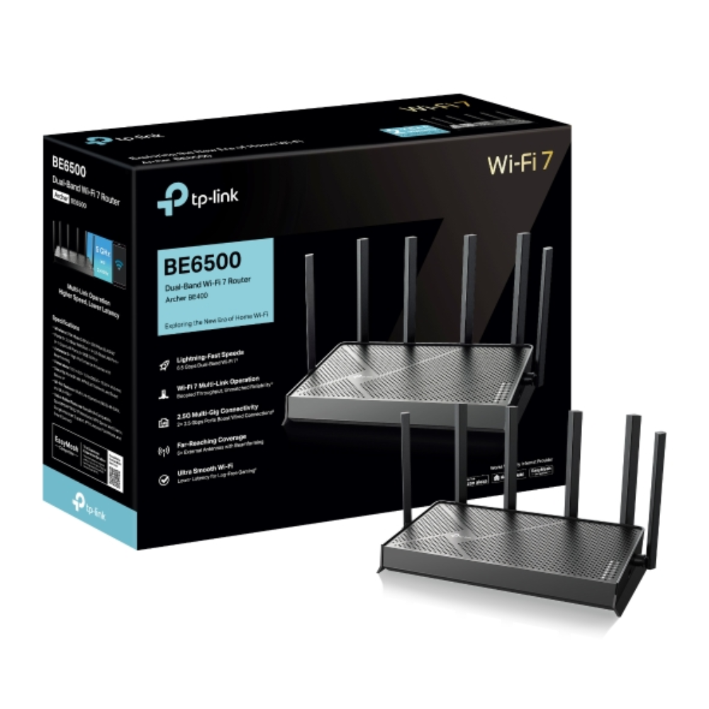 TP-LINK BE6500 Dual-Band Wi-Fi 7 Router | Archer BE400 Archer BE400