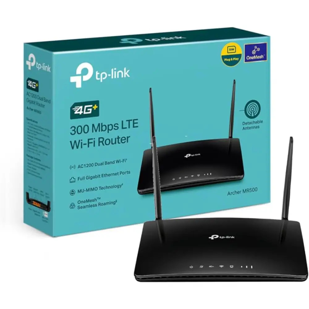 TP-LINK AC1200 Mbps 4G+ Cat6 Wireless Dual Band Gigabit Router, 4G Network Nano SIM Slot Unlocked, With MU-MIMO Technology, No Configuration Required, Guest & Parental Control | Archer MR500 Archer MR500