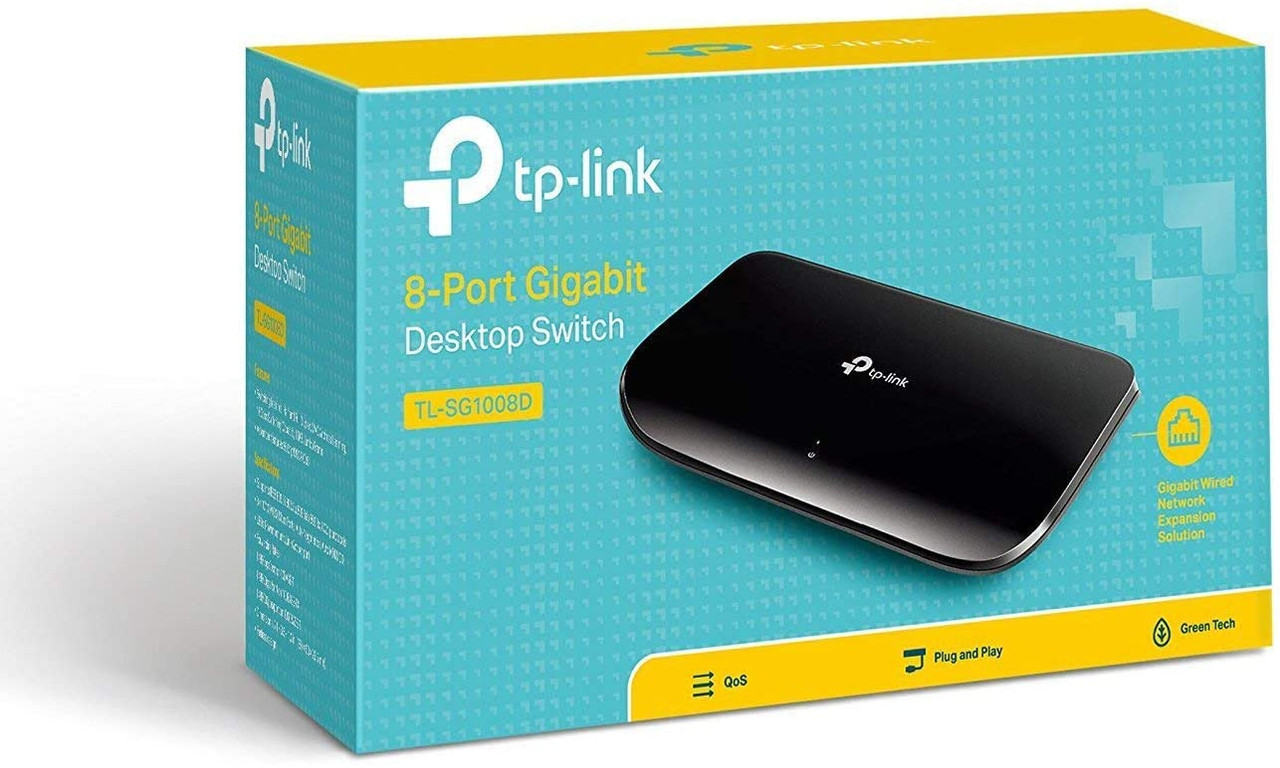 TP-LINK 8 Port Gigabit Ethernet Network Switch | Plug and Play | Desktop or Wall-Mount | Plastic Case Ethernet Splitter | Fanless | Traffic Optimization | Unmanaged (TL-SG1008D)  TL-SG1008D