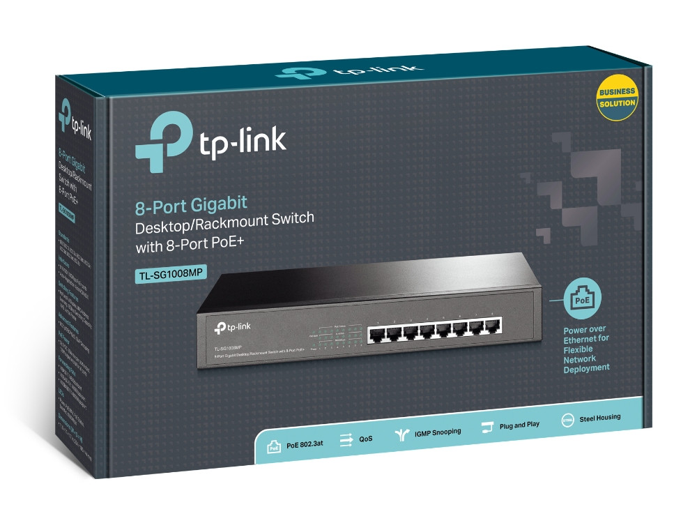 TP-LINK 8-Port SG1008MP Gigabit Desktop/Rackmount Switch with 8-Port PoE+  TL-SG1008MP