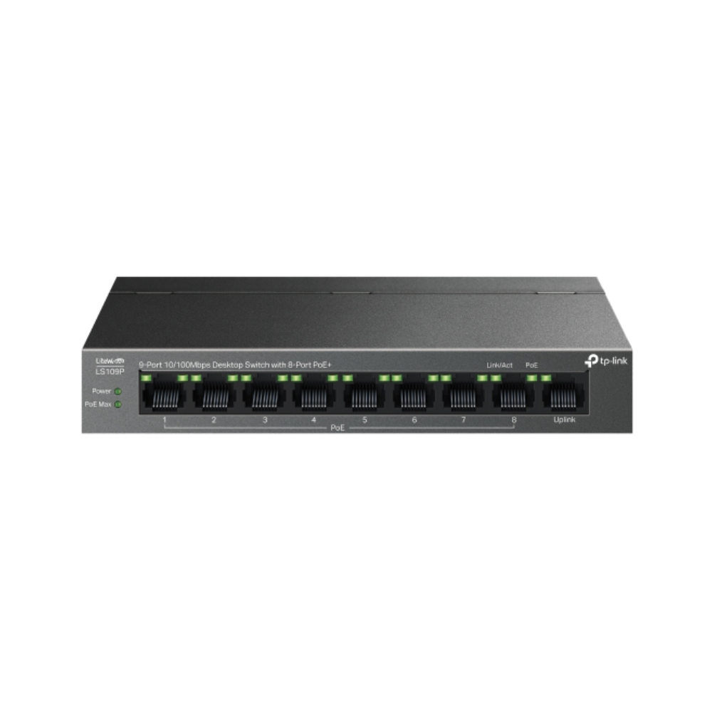 TP-LINK 9-Port 10/100Mbps Desktop Switch with 8-Port PoE+ | LS109P  LS109P