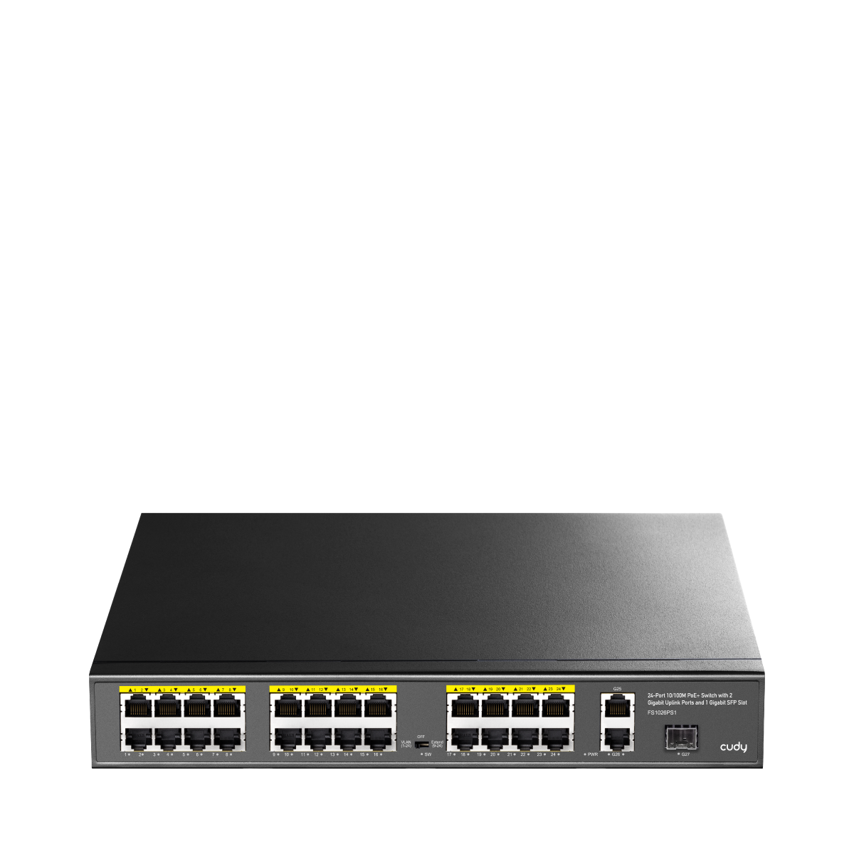 CUDY 24-Port 10/100M PoE+ Switch with 2 Gigabit Uplink Ports and 1 SFP Slot | FS1026PS1  FS1026PS1