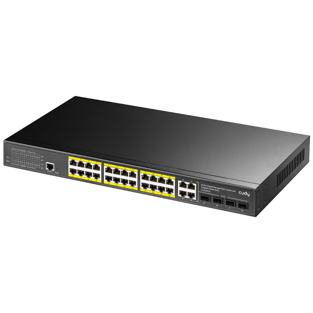 CUDY 24-Port Gigabit Managed PoE+ Switch with 4 Gigabit Combo Ports 300W | GS2028PS4  GS2028PS4
