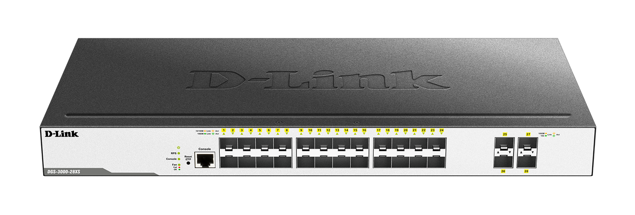 D-Link Fiber Managed Switch 28 Port 24 SFP 4 SFP+ | DGS-3000-28XS DGS-3000-28XS
