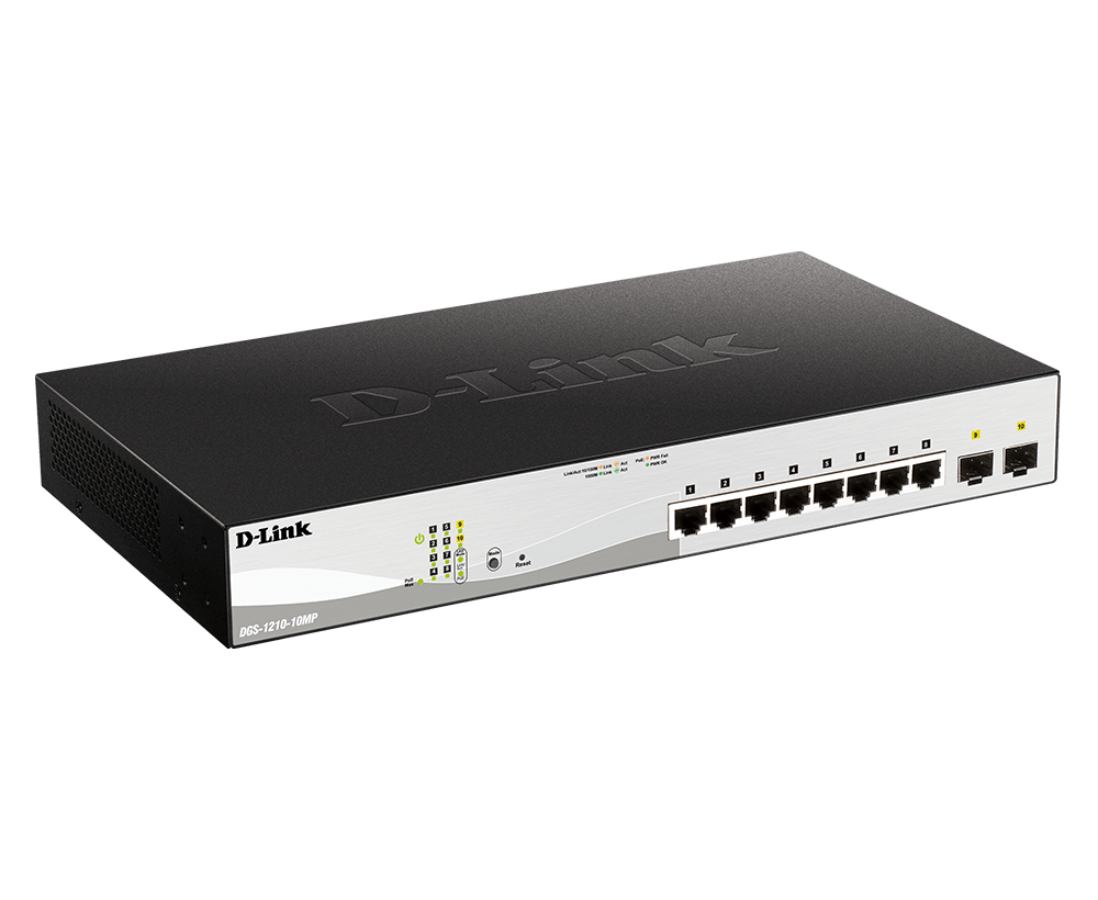 D-Link Managed PoE Switch 10 Port 8 PoE 2 SFP Combo | DGS-1210-10P DGS-1210-10P