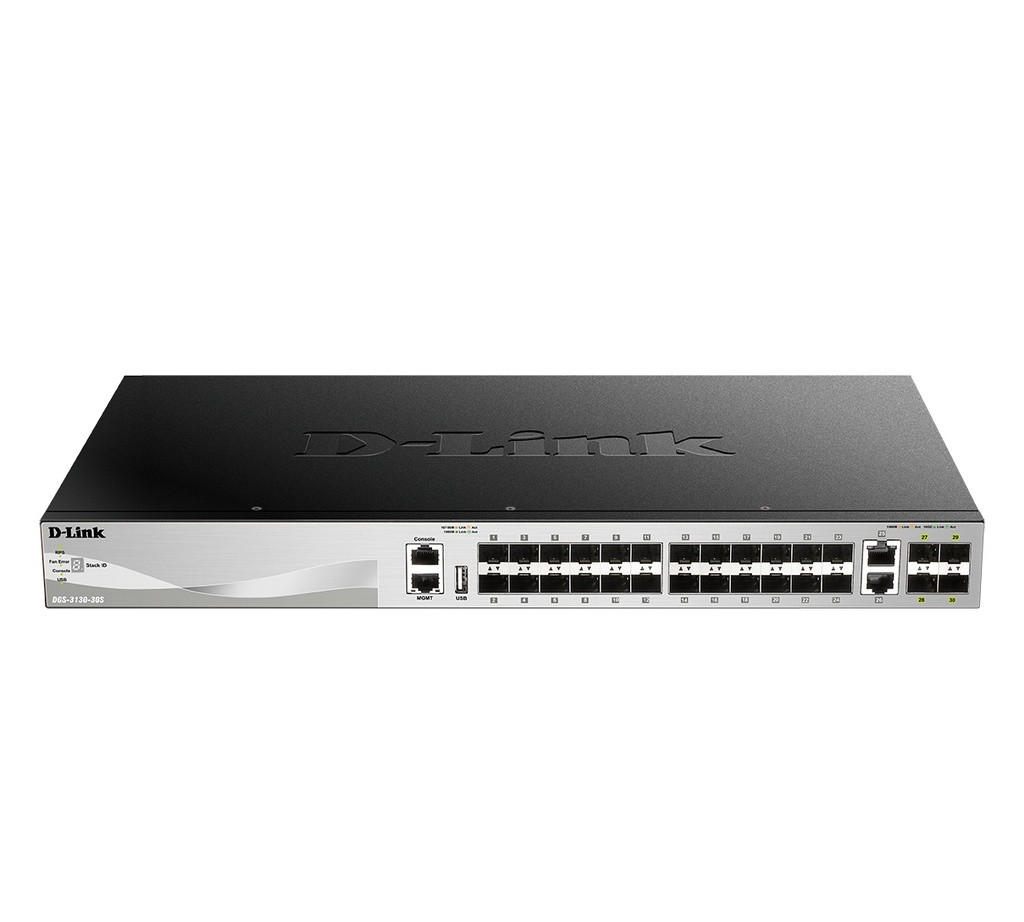D-Link L3 Fiber Managed Switch 30 Port 24 SFP 2 Port 10Ge 4 SFP+ | DGS-3130-30S DGS-3130-30S
