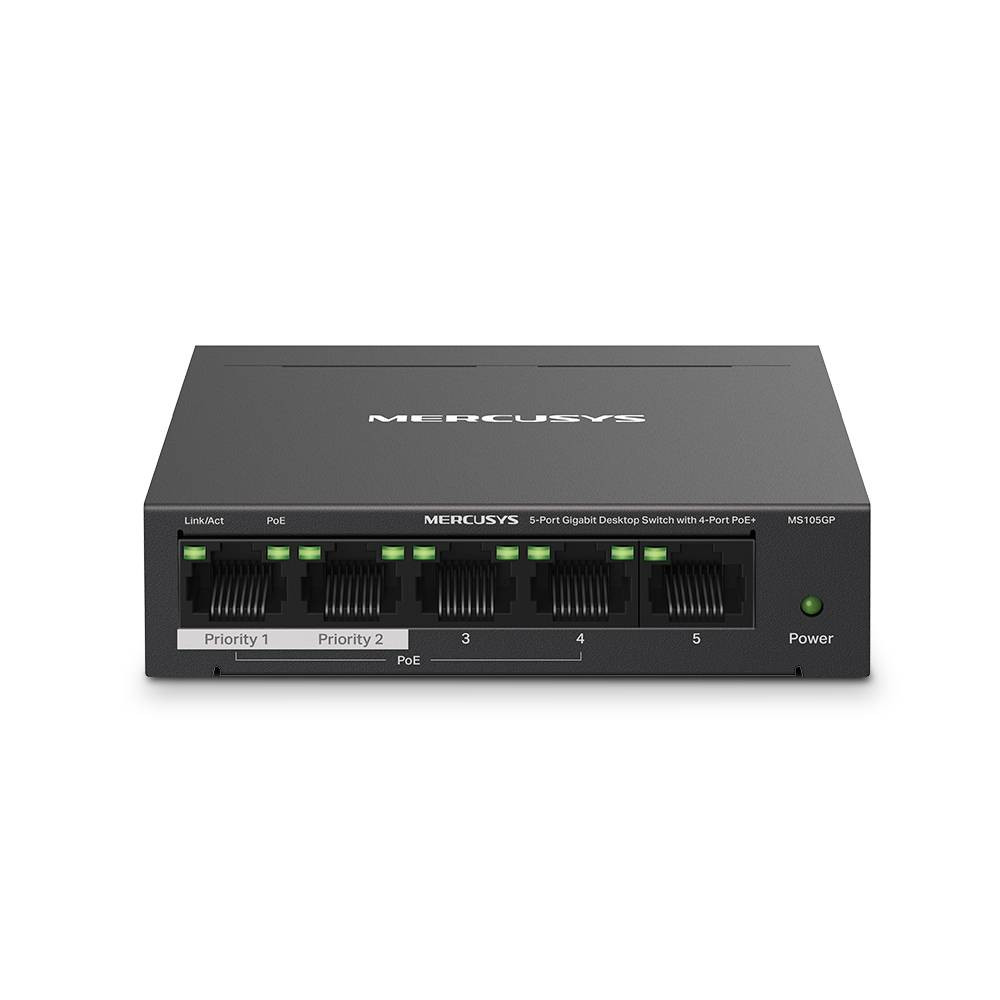 MERCUSYS 5-Port Gigabit Desktop Switch with 4-Port PoE+ 65W | MS105GP  MS105GP