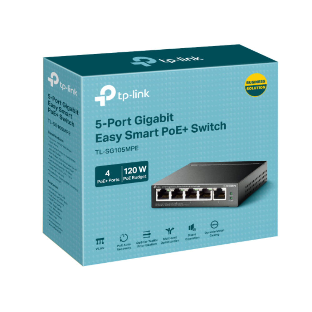 TP-Link 5-Port Gigabit Easy Smart Switch with 4-Port PoE+ | TL-SG105MPE TL-SG105MPE